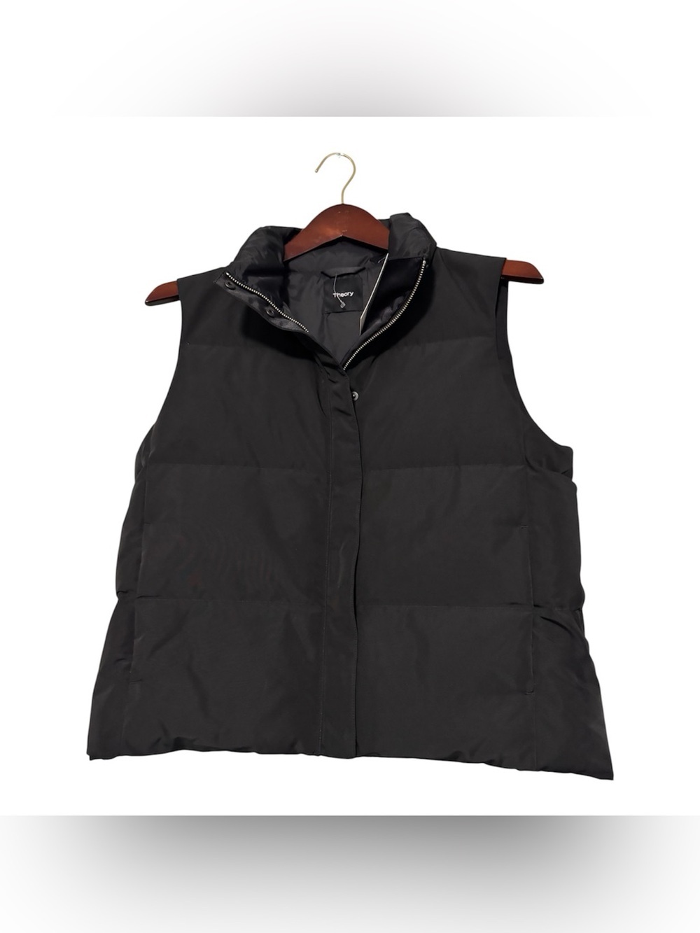 NWT Theory Shell Down Vest Black Size Medium Puffer Outerwear Renew Poly 2 - Picture 2 of 6